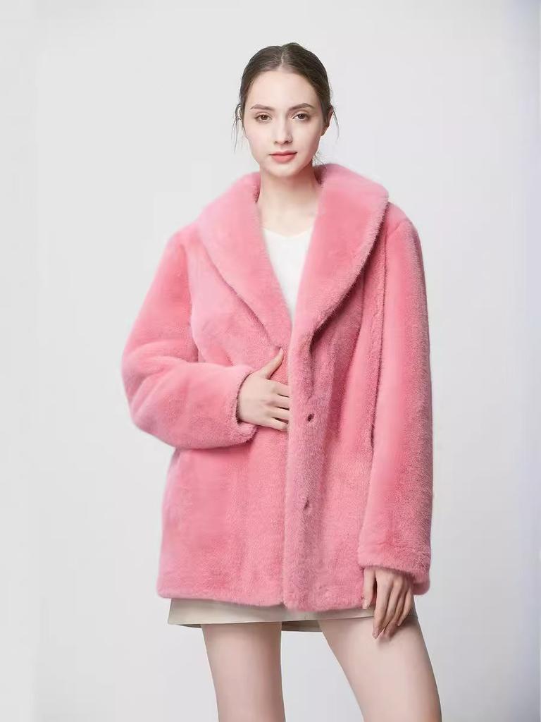 Environmentally friendly imitation mink fluff jacket pajama collar top casual commuting style