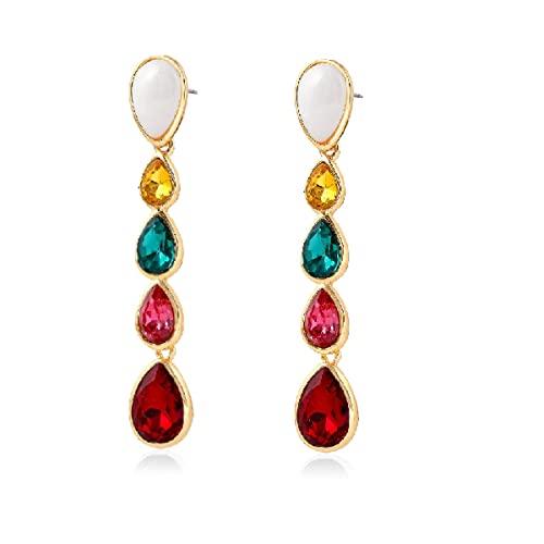 Estele Gold Plated Astonishing Drop Earrings Multicolour Crystals for Women