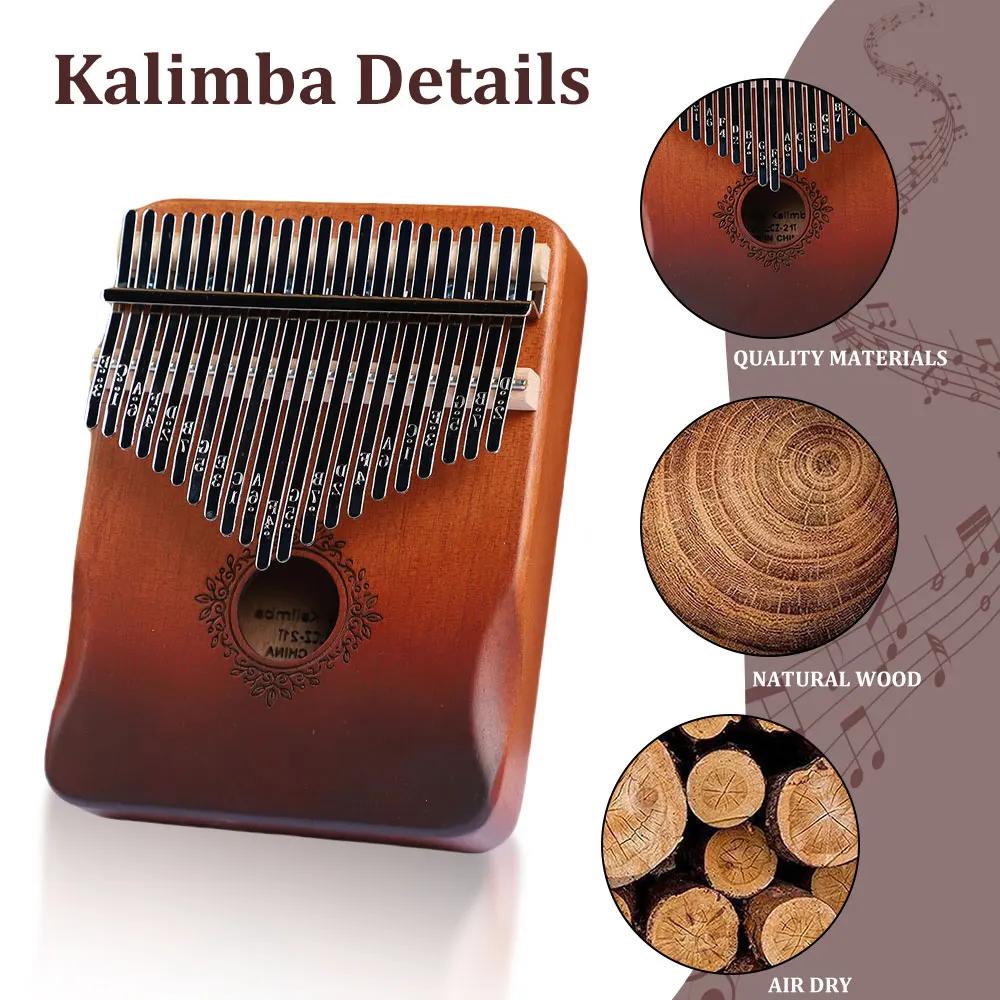 21Keys Kalimba Thumb Piano Solid Wood Veneer Keyboard Musical Instrument Kalimba Finger Piano Christmas Gift For Music Lovers