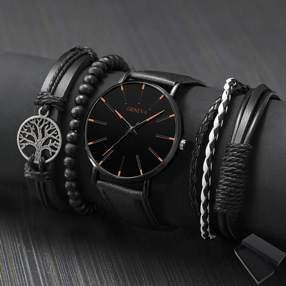 

Набор из 5 предметов, мужские модные кварцевые часы, лучший бренд, роскошные мужские часы, спортивные мужские наручные часы, браслет