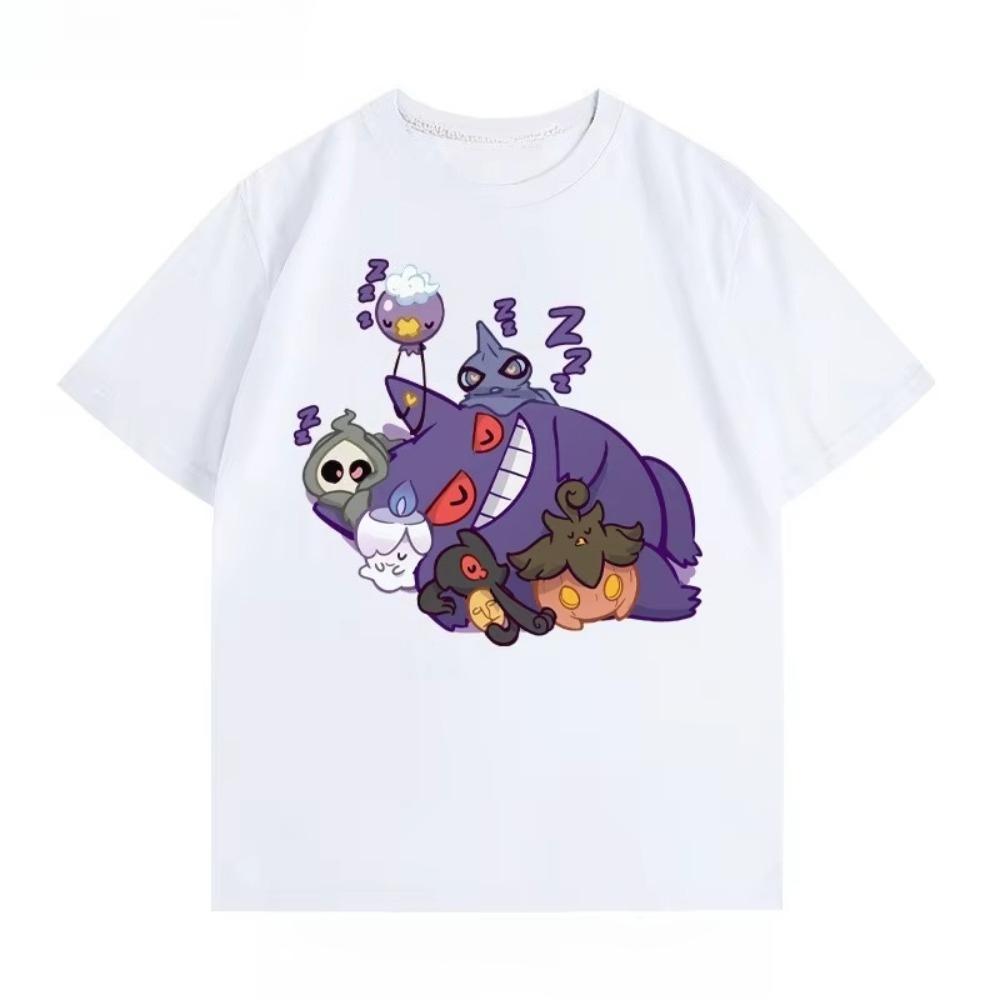 

Pokémon Clothes Gengar Cartoon Couple Wear Shortsleeved Top Unisex and Women Summer Animation Tshirt Breathable Cotton S