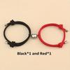 2pcs/set Magnetic Heart Charm Braided Rope Adjustable Bracelets For Couples, Holiday Birthday Gift For Boyfriends / Girlfriends