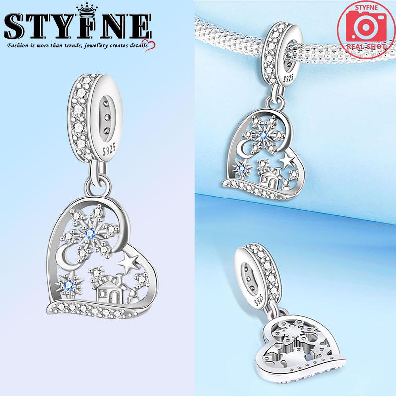 Copper Snowflake Christmas Glow-In-The-Dark Bell Elk Charms Beads Brand Bracelet Exquisite Diy Jewelry Making Women'S Gift