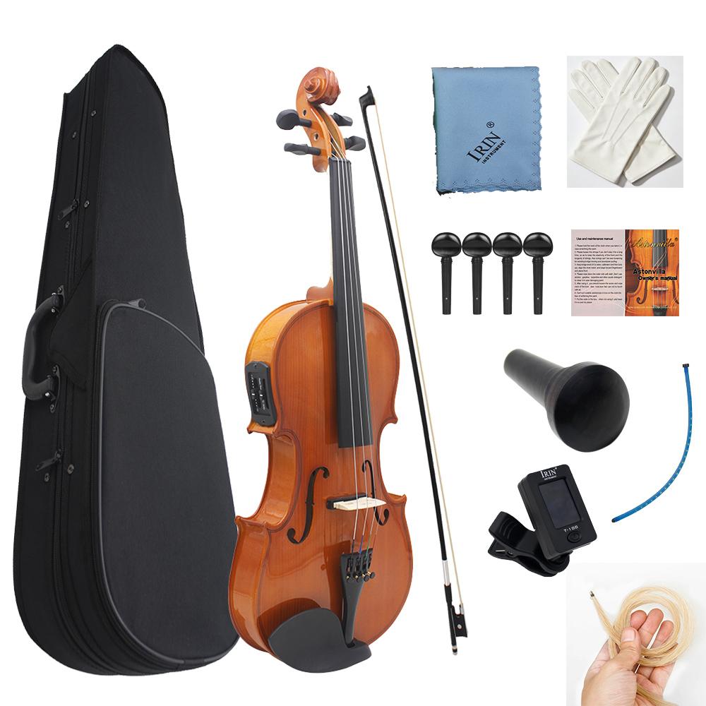 4/4 Electric Smart Violin Astonvilla  Acoustic EQ Natural Surface Maple Back Electric Violin Case Shoulder Rest Accessories