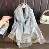 Fashion Real Silk Wool Scarf Women Neck Shawls Wraps Ladies Foulard Scarves Pashmina Female Hijab Bandana Bufanda Solid Poncho