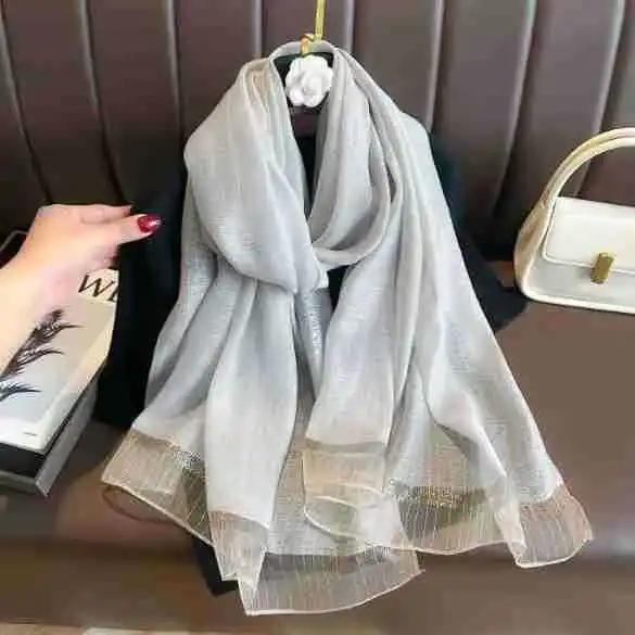 Fashion Real Silk Wool Scarf Women Neck Shawls Wraps Ladies Foulard Scarves Pashmina Female Hijab Bandana Bufanda Solid Poncho