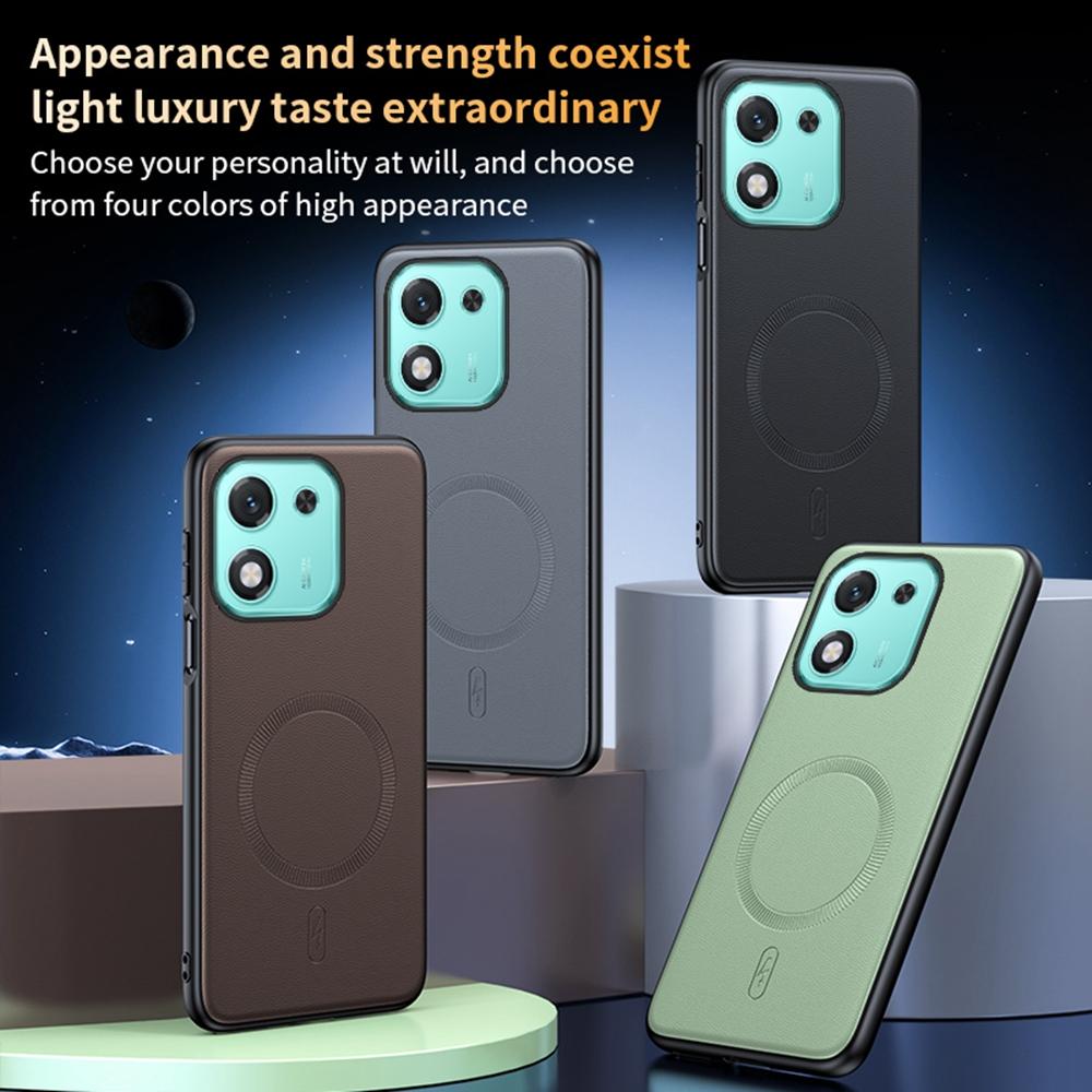 For Honor X70i Case Compatible with MagSafe Leather Coated TPU+PC Phone Cover