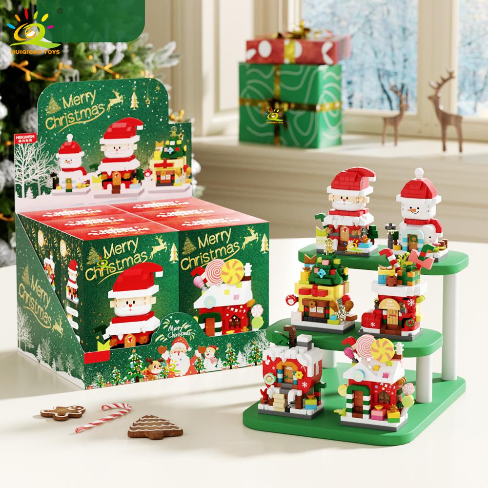 Christmas Santa Claus House Building Blocks City Snow Man Candy Home Xmas Tree Bricks Set Toys For Children Kids Gift