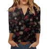 Women's T Shirt Print Button 3/4 Sleeve Daily Weekend Fashion Basic V- Neck Regular Top