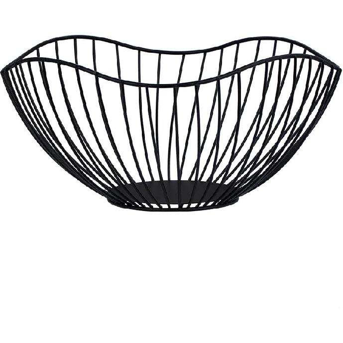 IBWell High Style Curved-Edge Modern Creative Stylish Single Tier Dish,Metal Iron Wire Fruit Vegetables Bread Decorative Stand Serving Bowls Basket