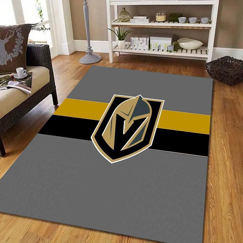 Vegas Golden Knights2 Flannel Pattern Square Carpet,Area Rug,Carpet Rug for Living Room Bedroom Sofa Playroom Decor,Non-slip Floor Mat