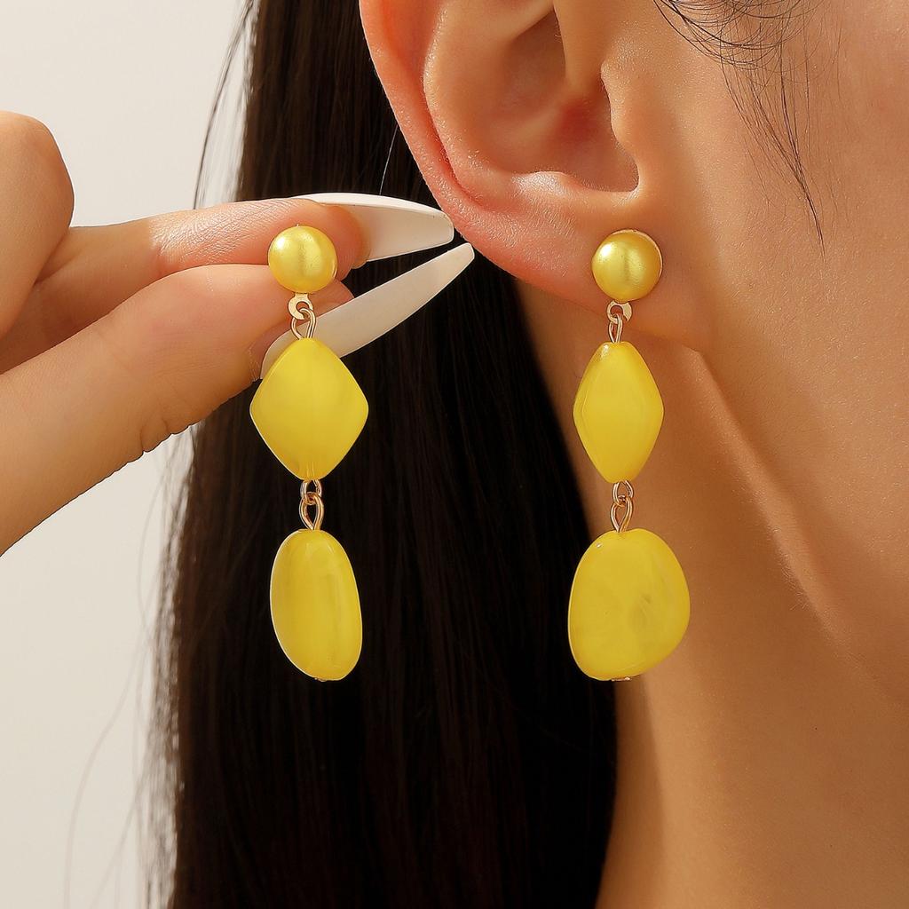 Colorful Irregular Resin Drop Earrings Three Tier Geometric Dangle Earrings for Women