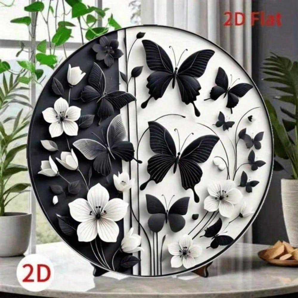 3D Butterfly & Floral Metal Wall Art Stickers, Self-Adhesive Home Decor Removable Peel Stick Art for Room