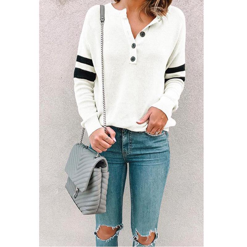stitching round neck button T-shirt 