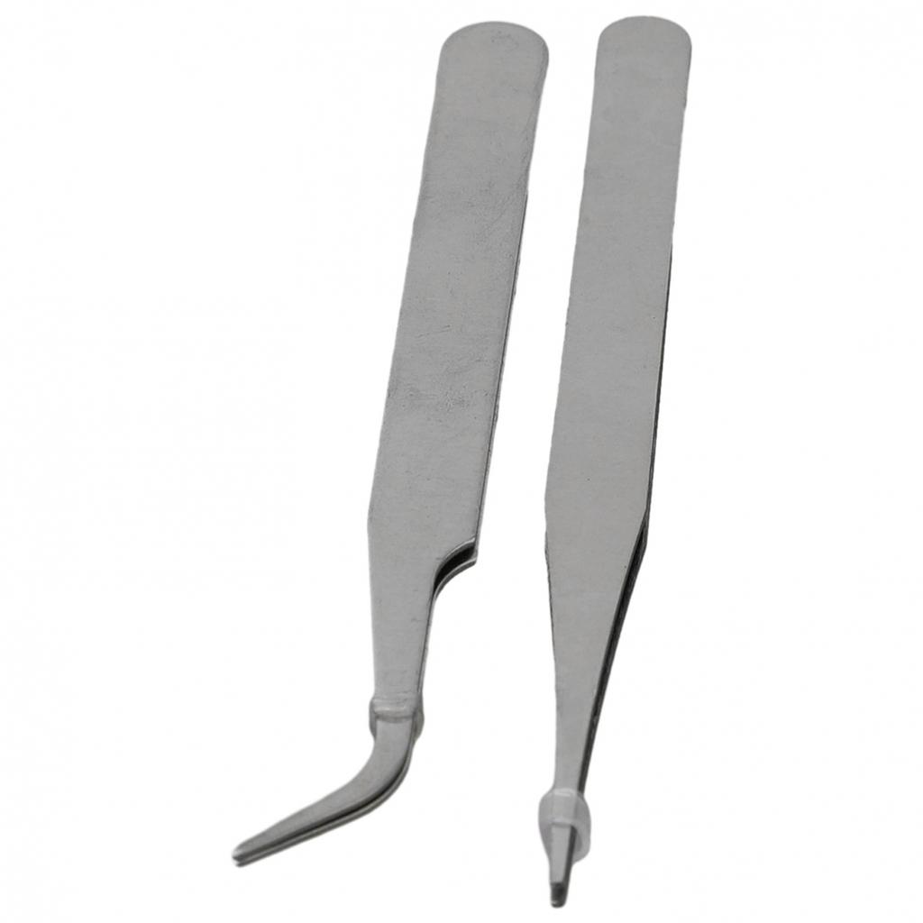 2pcs Tweezers Tip Tweezers Anti-magnetic Curved Straight