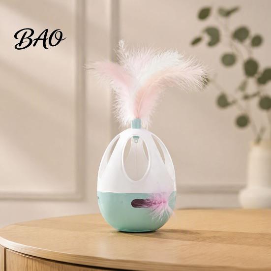 Electronic Feather Toys for Cats Interactive Cat Wobble Toy, Automatic 360 Degree Rotating Chirping Pet Sound, Touch Activated Toy Indoor Pouncing
