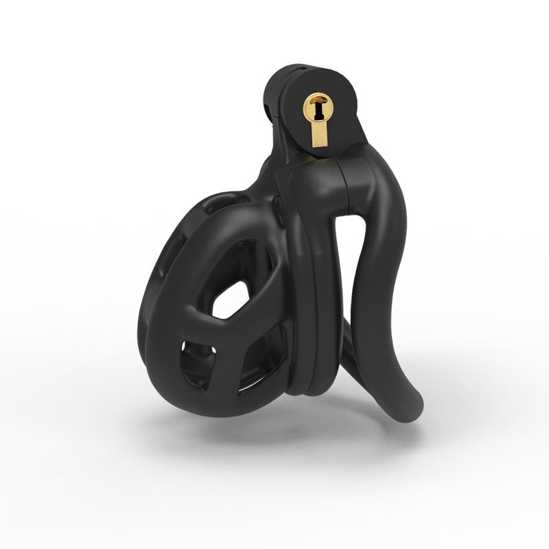 1pc Male Penis Cage Lock Chastity Cage With Lock & 4 Rings Resin Virginity For Men Breathable Cock Ring