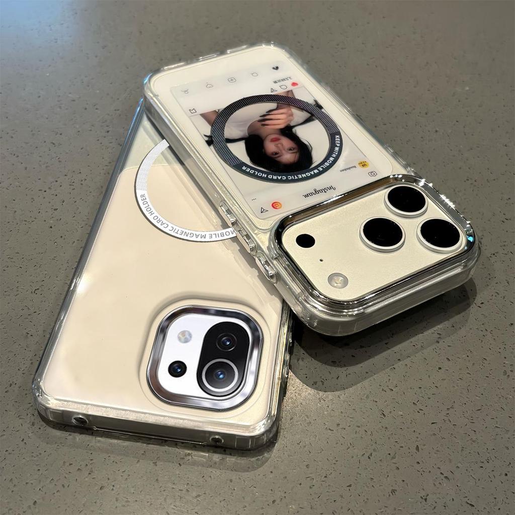 Magnetic Clear Phone Case for Xiaomi Mi 11 Lite 5G NE 5G 4G Card Insert DIY Photo Holder Soft TPU Cover