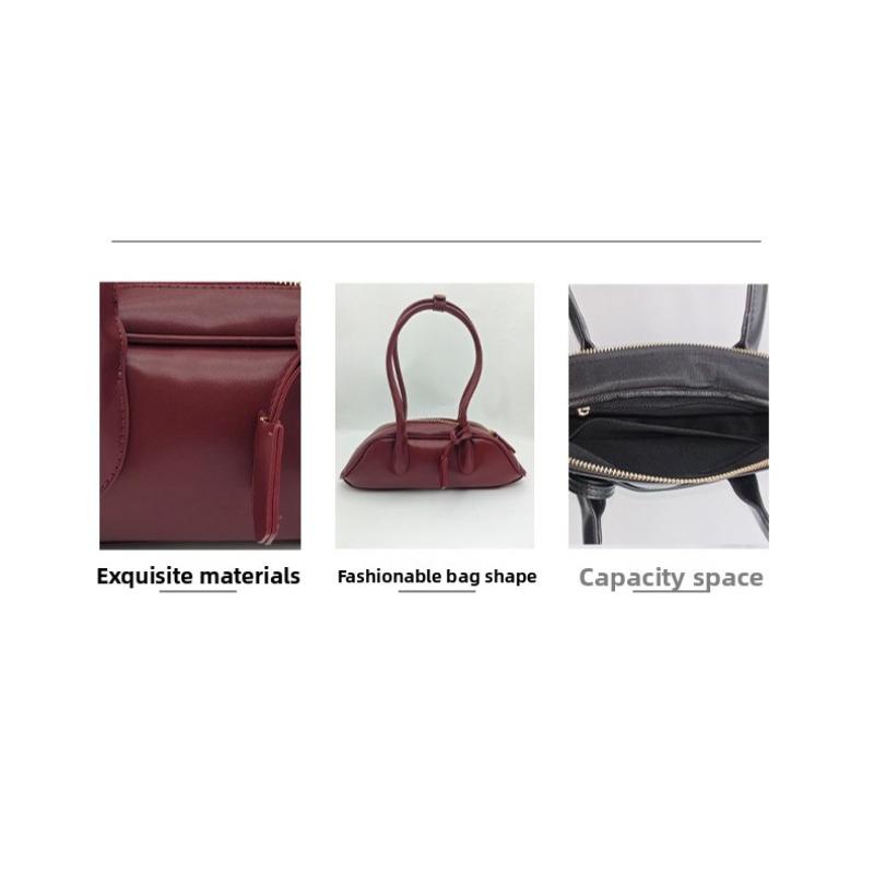 New double-arc shoulder tote bag women's high-value Boston bowling bag commuter versatile hand-held underarm bag