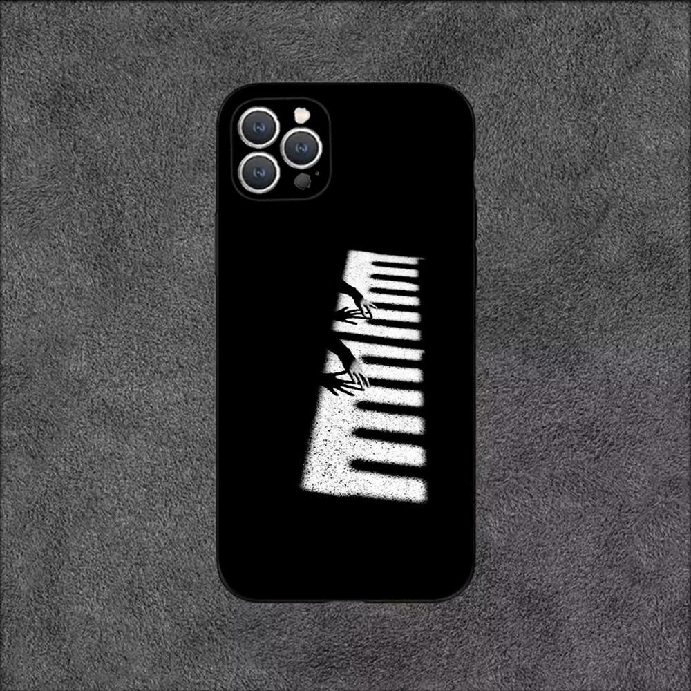 Piano Keys Notes Phone Case For iPhone 16,15,14,13,12,11,Plus,Pro Max,XS,X,XR,SE,Mini,8,7 Soft Silicone Black Cover
