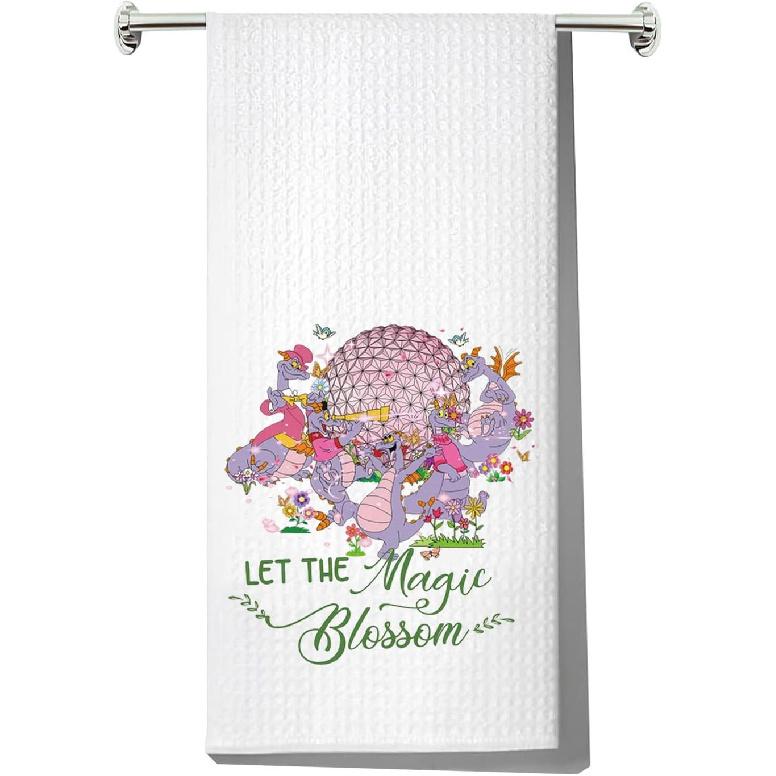 LEVLO Dragon Kitchen Towel - Figment Fans Gift - Let The Magic Blossom - Housewarming Gift Figment Towel