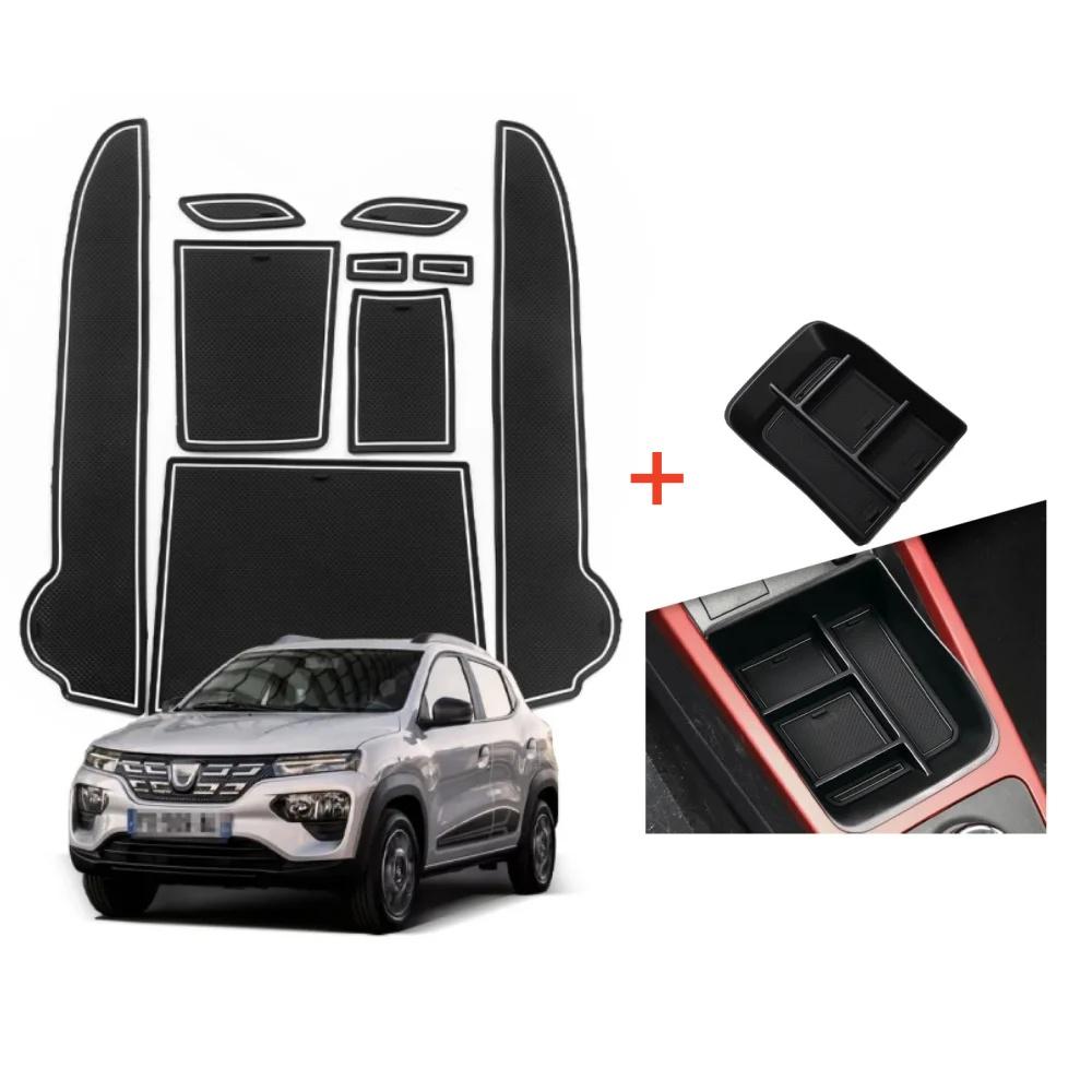 for Dacia Spring 2021-2023 Anti-Slip Gate Slot Mat Interior Accessories Non-Slip Door Groove Pad Center Console Storage Box