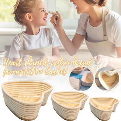 Herzform Brot Gärkörbchen Handgewebt Natur Rattan Teig Aufbewahrungskorb Gärkörbe zum Brotbacken Organizer