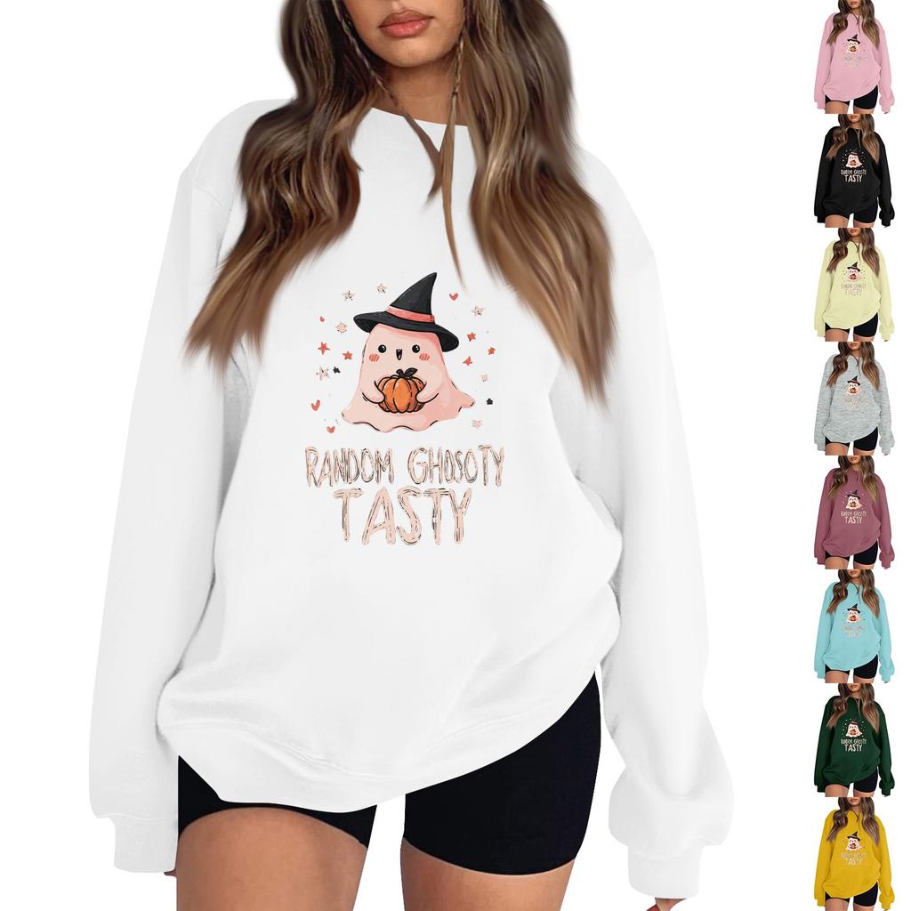 Women's Pullover Dropped Shoulder Halloween Print Sports Sweatshirt Top