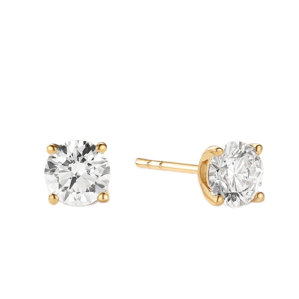 

FANCIME Diamond Earrings for Women and Single Carat K14 Yellow 1 Classic Prong White Gift Wrapping Included Men, Ear, Infinity Spark , 0.25 (DEF/VS),