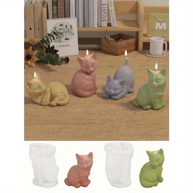 1PC Animal Cat Silicone Mold For Aromatherapy Plaster And Candle Making - Cute Kitten Design Wax Molding Material, Craft Mold For Decor
