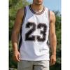 Fashionable Comfortable Sleeveless Letter Number 23 Pattern Vest 3D Print Streetwear Tops Loose Casual Sport Breathable Oversized Round Neck Vest
