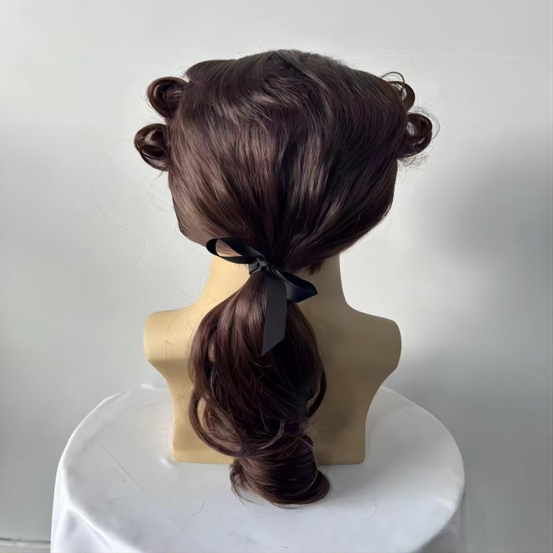 

Синтетичне волосся Герцогиня суддя косплей перуки довгі термостійкі волокна кучеряве аніме для чоловіків і жінок темно-коричневого кольору