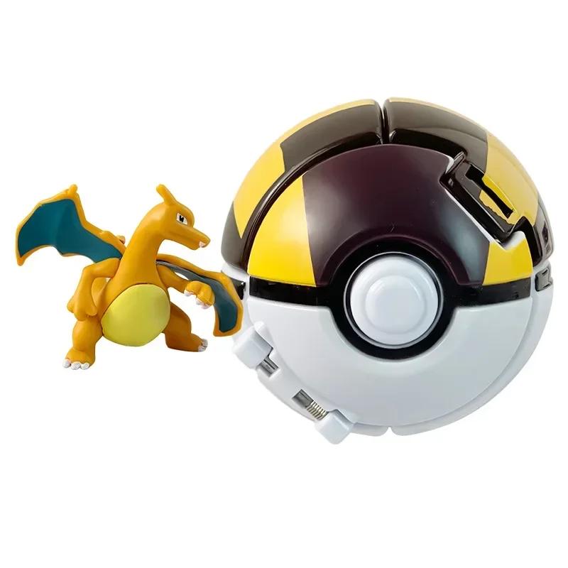 Pokemon Model with Ball Poke Pokeball Mew Groudon Solgaleo Mewtwo Pikachu Meowth Charizard Kyogre Fennekin Froakie Chespin Toy