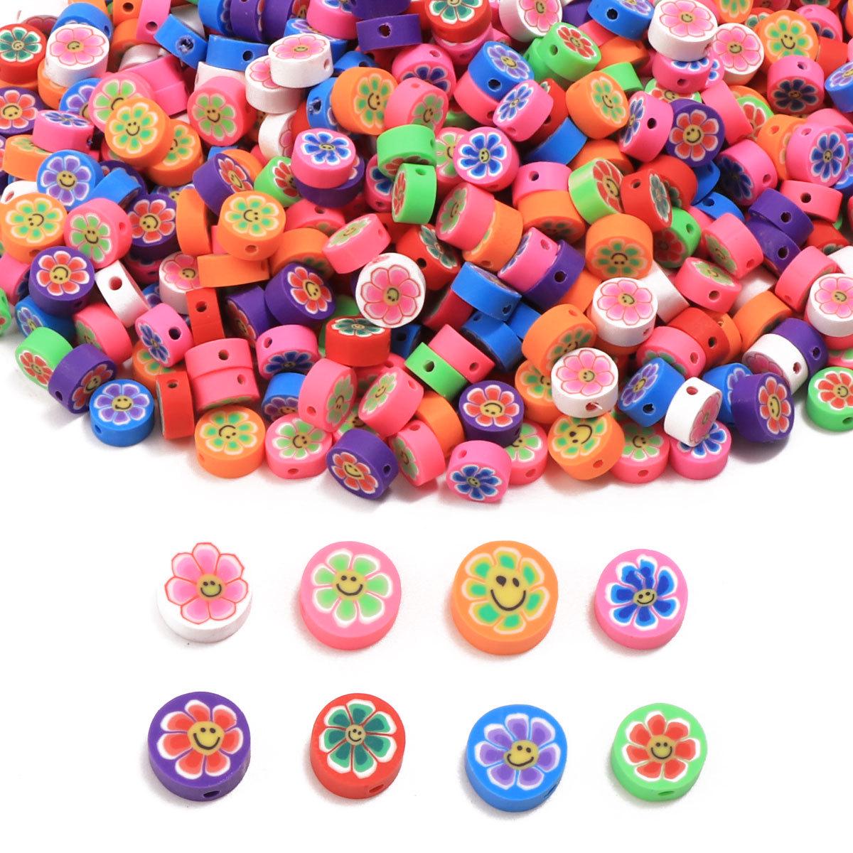 

100-Piece Pack of Beads: Jewelry Accessories with Flower and Smiley Face Designs for DIY Bracelets and Necklaces RT060