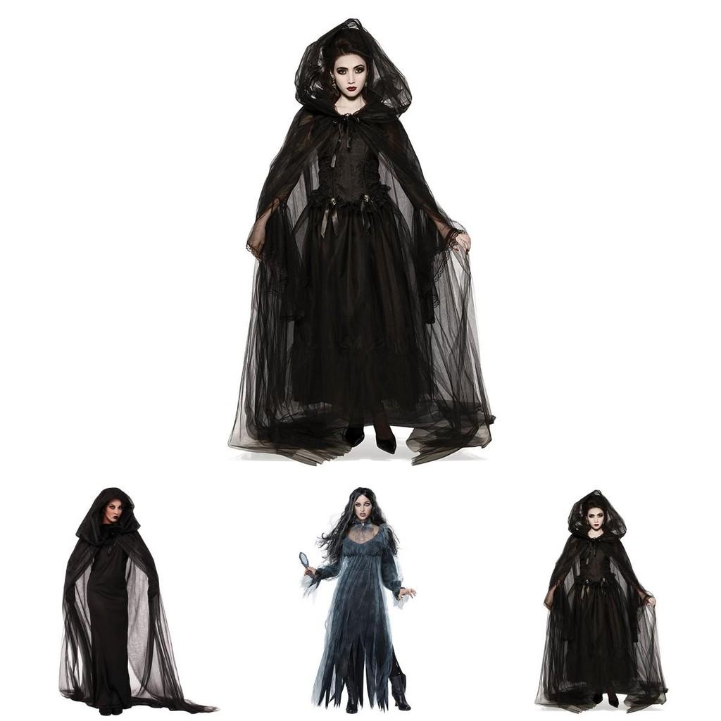 Straszny Kostium Panny Młodej Ducha Dla Kobiet Halloween Cosplay Impreza Elastyczność Peleryna Rękawiczki Spódnica S-XXL