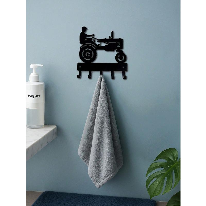 Rustic Metal Wall Key Holder 5 Hooks Farmhouse Entryway Organizer Vintage Home Decor Gift