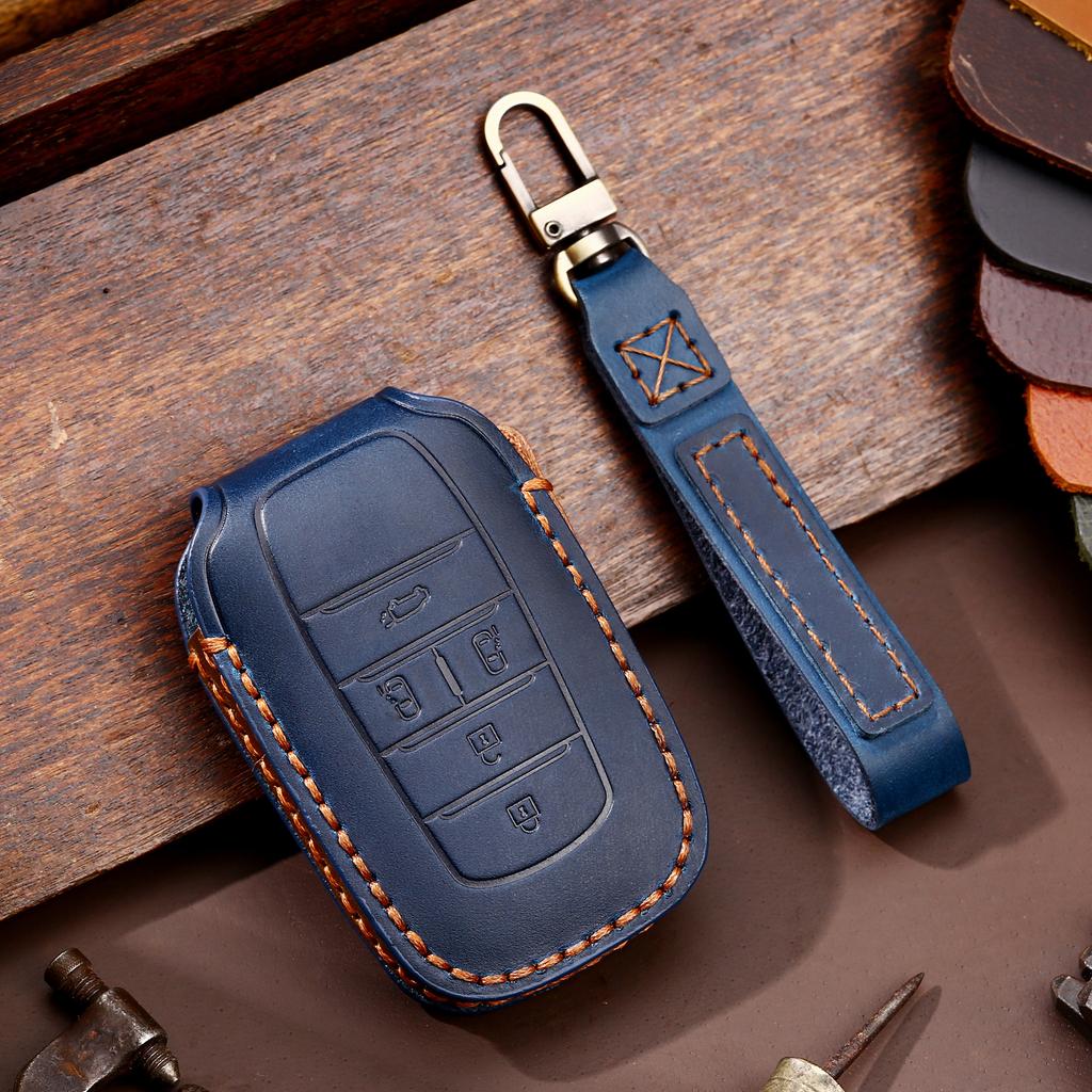 Car Key Case for Toyota BZ4X Key Case Corolla Vios Crazy Horse Leather Car Key Case Genuine Leather