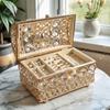 Golden Crystal Jewelry Box The Luxurious Treasure Chest-style Storage Box, Adorned with Rhinestones, Is an Elegant Home Decoration, Perfect for