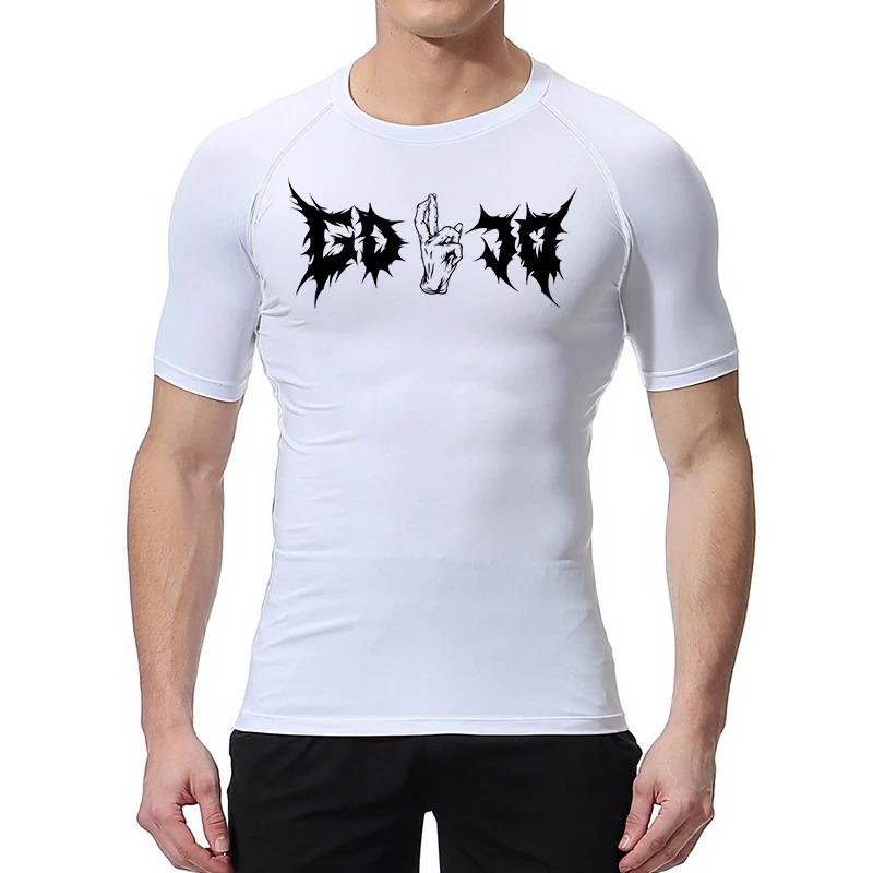 Gojo Print Compression Shirt for Men Sporty Athletic Quick Dry Tshirt Tops Gym Workout Running Baselayers Undershirts Rash Guard