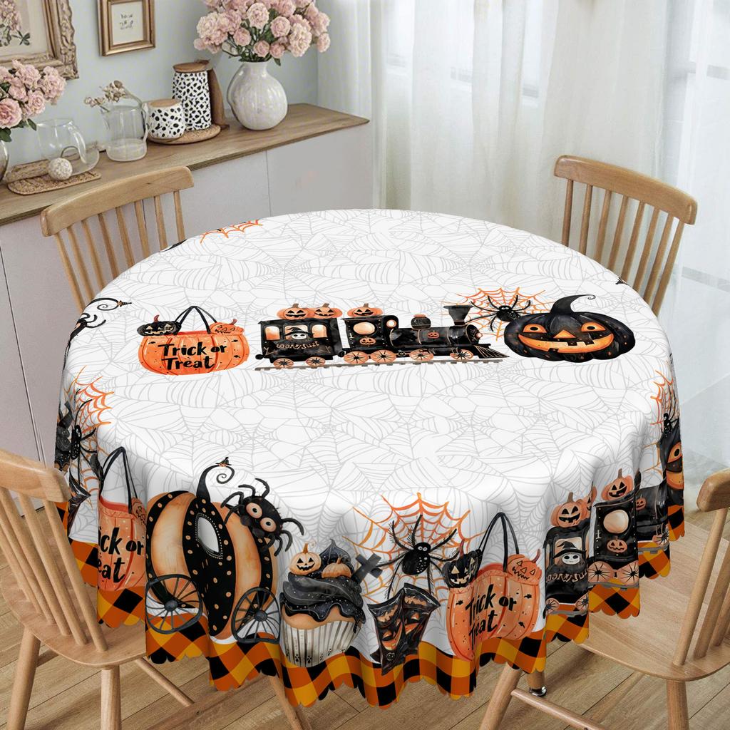 Halloween Tablecloth With Cat, Pumpkin And Bat Patterns, Polyester Rectangular Tablecloth, Indoor And Outdoor Party Decorations