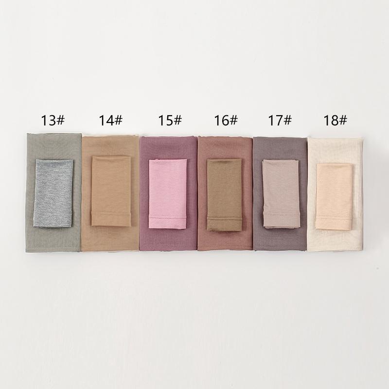 2 Pcs Set Cotton Rayon Modal Hijab Matching Color Jersey Cap Plain Cotton Muslim Women Scarf Shawl Turbante Femenino 85*185cm