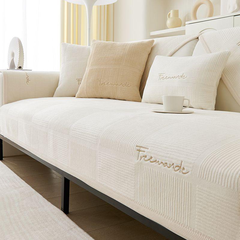 

Plush Sofa Cushion Winter Non-Slip Simple Modern Seat Cushion Fashionable Cream Wind Backrest Leather Sofa Cover Towel Cover Cloth 70*70cm