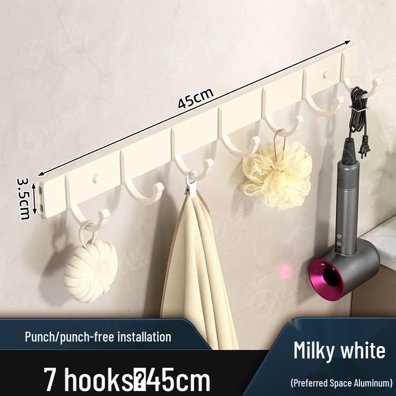 Punch-Free Space Aluminum Wall-Mounted Coat and Hat Hook Hanger for Bathroom