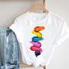 Summer Fashion Women T-shirt Short Striped Make Up Printing Spring Sleeve Lady Print Tee Top Female Clothing Casual Graphic T-shirt