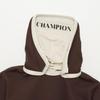 Long Brushed One Point Logo Hooded Brown [Champion] Sweatshirt, Sleeve, 100% Cotton, Lining, RelaxFit, Embroidery, Sweatshirt, Men's Casual, C3-A102