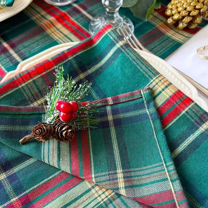4pcs Christmas Style 30x45cm Tablecloth Napkins, Durable Polyester Thickened Pads, Reusable Kitchen, Dining Napkins Cloth