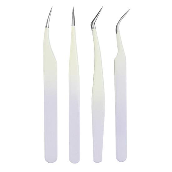 False Eyelash Tweezers for Eyelash Extension Stainless Steel Tweezers with Curved And Elastic Handle Makeup Eyelash Tool for Professional Makeup