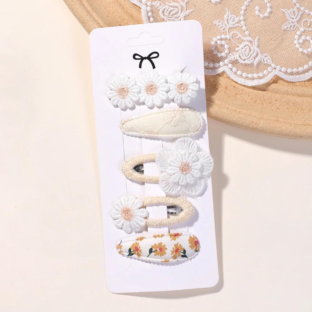 New 5Pcs BB Clips Set for Kids Hair Accessories Sweet Printe Hairbangs Hairclip Girls Barrette Ins Style Daisy Hairpin Ornaments
