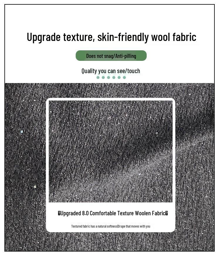 Black Sequined Woolen High-Waisted A-Line Skirt for Autumn/Winter - Slimming, Hip-Hugging, Irregular Hem, with Anti-Exposure Design.