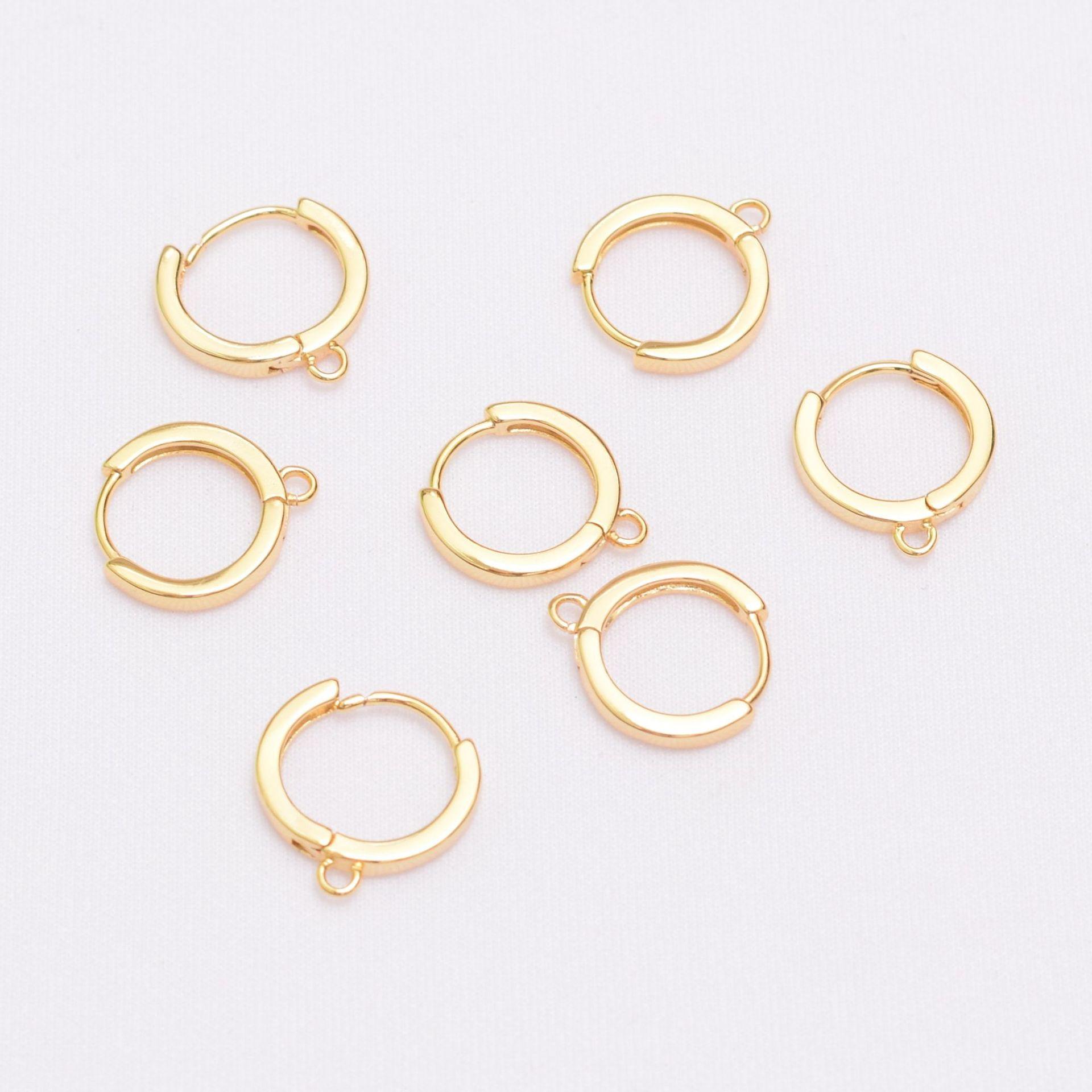 

10 шт. круглых пряжек для ушей с микроинкрустацией, покрытых 18-каратным золотом, антиаллергенные аксессуары для ушей, блестящие пряжки для ушей с кольцом для слинга, серьги своими руками.